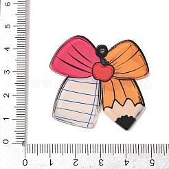 印刷されたアクリルパーツ  蝶結び  カラフル  39x41x2.5mm  穴：1.6mm&nbsp;MACR-I041-03A