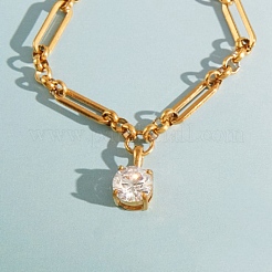 304 Stainless Steel Cubic Zirconia Charm Bracelets&nbsp;SA-CBA8C9C-06B-G