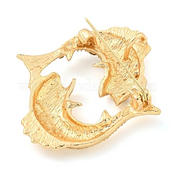 Golden Zinc Alloy with Rhinestone Brooches&nbsp;LS-JEWB-B018-03G-11