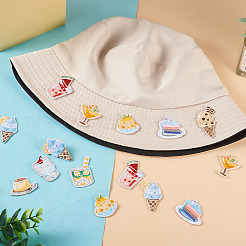 22 個 11 スタイル夏テーマ食品コンピュータ刺繍布自己粘着パッチ  マスクと衣装のアクセサリー  混合模様  2.3~4.2x1.6~3.4x0.2cm  2個/スタイル&nbsp;DIY-BT0001-56