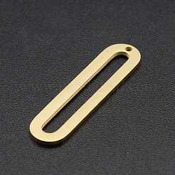 201ステンレススチールオープンバックベゼルペンダント  UVレジンDIY用  エポキシ樹脂  プレスジュエリー  オーバル  レーザー切断  ゴールドカラー  30x7x1mm  穴：1.2mm&nbsp;STAS-R111-LA140