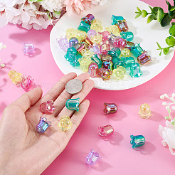 50 個の UV メッキ透明アクリルビーズ  虹色の  花  ミックスカラー  15.5x16.5mm  穴：2mm&nbsp;PACR-TA0001-26