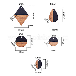 レジン＆ウッドパーツ  混合形状  burlywood＆ブラック  カラフル  18x3.5mm  穴：1.5mm  4個/形  20個/箱&nbsp;RESI-CJ0001-43