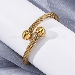 304 Stainless Steel Torque Bangles for Women&nbsp;BJEW-P310-23G