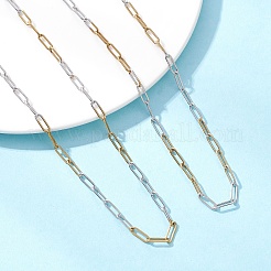 2Pcs 2 Styles 3MM Two Tone 304 Stainless Steel Paperclip Chain Necklaces for Women Men&nbsp;NJEW-JN05615