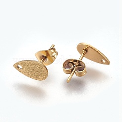 Ion Plating(IP) 304 Stainless Steel Stud Earring Findings&nbsp;LS-STAS-O119-12B-G