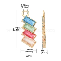 合金エナメルチャーム  長方形  ライトゴールド  カラフル  22x8.5x2mm  穴：1.8mm&nbsp;ENAM-YW0002-17