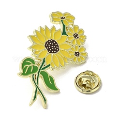 合金ブローチ  服やバックパック用の花のエナメルピン  きいろ  44.5x19mm&nbsp;JEWB-I032-14G-02