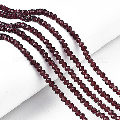 ガラスビーズ連売り  多面カットそろばん  ロンデル  パープル  10x8mm  穴：1mm  約60~61個/連  46~48cm&nbsp;EGLA-A034-T10mm-D26