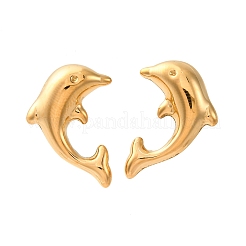 304 Stainless Steel Dolphin Stud Earrings&nbsp;EJEW-R028-01G