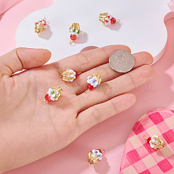 8色のガラスシードビーズカップケーキペンダント4個  金色の真鍮製ボールヘッドピン、ループ、ガラスパール、丸いビーズ、ガラスビーズ付き  ミックスカラー  19x12mm  穴：3.5mm  2個/カラー&nbsp;FIND-TA0009-15
