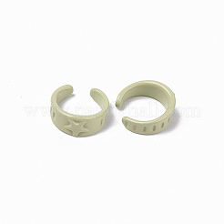 スプレー塗装された合金カフリング  オープンリング  カドミウムフリー＆鉛フリー  スター  黄緑  内径：9.3mm&nbsp;RJEW-T011-05-RS