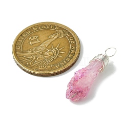 電気メッキ天然クォーツペンダント5個  ティアドロップ  銅線と  銀  30.5~36.5x5.5~9x4~12mm  穴：3~3.5mm&nbsp;PALLOY-JF03162