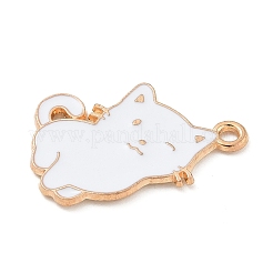 合金エナメルチャーム  ライトゴールド  カドミウムフリー＆鉛フリー  猫のチャーム  ホワイト  22x16x1mm  穴：1.5mm&nbsp;ENAM-A008-17KCG-01