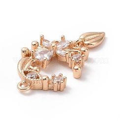 真鍮マイクロパヴェクリアキュービックジルコニアペンダント  花  ライトゴールド  23x13x3mm  穴：1mm&nbsp;LS-ZIRC-P103-014KCG