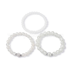 3Pcs 3 Style Glass Round Beaded Stretch Bracelets Set&nbsp;BJEW-JB09736