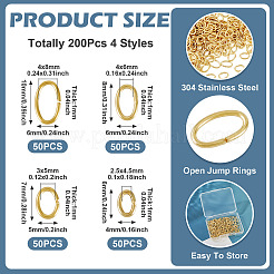 200Pcs 4 Styles 304 Stainless Steel Jump Rings&nbsp;STAS-TA0005-79