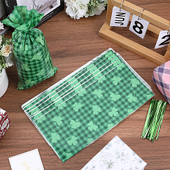 Rectangle Shamrock Clover Print Plastic Cookies Packing Pouches&nbsp;ABAG-WH0038-35B