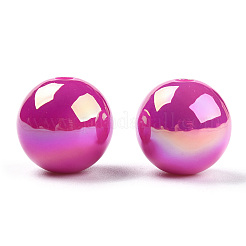 UVメッキレインボー虹色アクリルビーズ  ラウンド  プラム  15~15.5x15.5~16mm  穴：2.7mm&nbsp;PACR-D070-01M