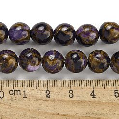 合成ゴールドクリスタルストーンビーズ連売り  染め  ラウンド  スミレ  10mm  穴：1mm  約35~39個/連  14.57''~15.35''（37~39センチメートル）&nbsp;G-P549-A01-02E