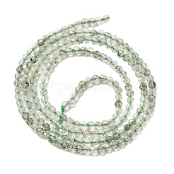 天然石グリーンルチルクォーツビーズ連売り  多面カット  ラウンド  2mm  穴：0.5mm  約87個/連  14.96