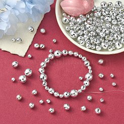 多面カットラウンドメッキアクリルビーズ  銀メッキ  6~12mm  穴：1~2mm  300個/セット&nbsp;PACR-YW0001-21