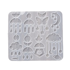 イヤリングペンダント DIY シリコン型  レジン型  UVレジン用  エポキシ樹脂工芸品作り  雲  120x132x4mm  内径：7~41x5~36.5mm  穴：1.8mm&nbsp;X1-DIY-Q033-07A