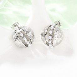 Round Brass Stud Earrings&nbsp;EJEW-D351-01P