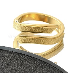 女性用テクスチャ加工304ステンレススチールカフリング  イオンプレーティング（ip）  18KGP本金メッキ  内径：17mm&nbsp;RJEW-L126-13B-G
