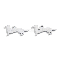 変色しない201ステンレススチールシルエットチャーム  犬  ステンレス鋼色  7x15x1mm  穴：1.2mm&nbsp;STAS-N098-122P