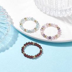 3Pcs Natural Gemstone Faceted Round Stretch Finger Rings&nbsp;RJEW-JR00636