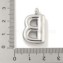 変色しない304ステンレススチールペンダント  レターチャーム  ステンレス鋼色  文字B  27x15.5x5.5mm  穴：3mm&nbsp;STAS-C102-16P-B