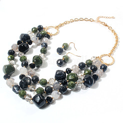Alloy & Resin Beaded Multilayer Necklaces & Dangle Earrings Sets&nbsp;FS-WGF1004-03
