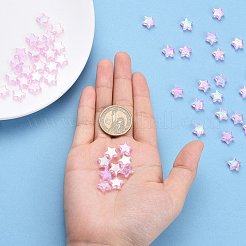 環境に優しい透明アクリルビーズ  スター  ABカラー  ピンク  10x4mm  穴：1.5mm  約100個/袋&nbsp;TACR-YW0001-01D
