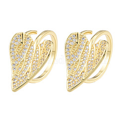 Clear Cubic Zirconia Heart Leaf Open Cuff Ring&nbsp;RJEW-T016-42G