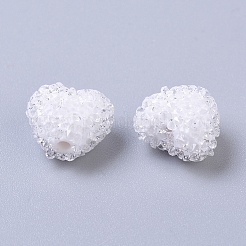 樹脂ビーズ  クリスタルラインストーン付き  模造キャンディーフードスタイル  ハート  ミックスカラー  17x19x10mm  穴：1.6mm&nbsp;RESI-L029-B