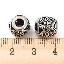 316サージカルステンレスビーズ  花  アンティークシルバー  9.5x10mm  穴：4mm&nbsp;STAS-Q304-04AS