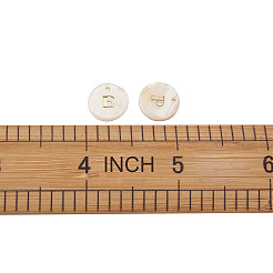 淡水シェルペンダント  フラットラウンドゴールドブロッキングレター  a～zの文字  11.5x2mm  穴：1.5mm  104個/箱&nbsp;SSHEL-TA0001-05