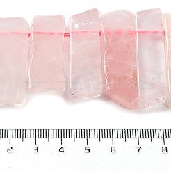 天然石ローズクォーツビーズ連売り  トップドリルビーズ  長方形  24~62x8~14x4~9mm  穴：1.8mm  約34~39個/連  15.04''~15.51''（38.2~39.4センチメートル）&nbsp;G-L551B-17