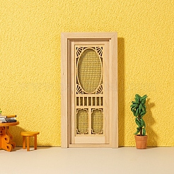 DIY ミニチュア 中空スクリーンドア マイクロ風景 ドールハウス アクセサリー  小道具の装飾のふりをする  モカシン  182x89x12mm&nbsp;PW-WGF5B87-01