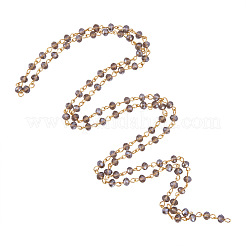 Handmade Rondelle Glass Beads Chains for Necklaces Bracelets Making&nbsp;X-AJEW-JB00037-05