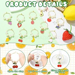 15Pcs Fruit Theme Glass Wine Glass Charms&nbsp;AJEW-CJ00014