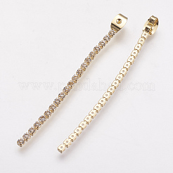 真鍮製ラインストーンピアスキャッチ  スタッド イヤリングのフリクション イヤリング バック  18KGP本金メッキ  56x2mm  穴：0.8mm&nbsp;KK-F731-08G