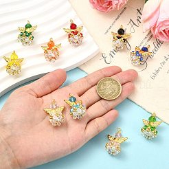 20個10色ファセットガラスペンダント  角度  合金製ウィングビーズと鉄製ループ付き  ミックスカラー  30x21.5x16mm  穴：2.2~3.6mm  2個/カラー&nbsp;PALLOY-SZ00011