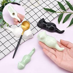 4スタイルの磁器製筆立て4個  猫の形  ミックスカラー  2.45~3.25x8.3~9.5x2.1~2.55cm  1個/スタイル&nbsp;DJEW-NB0001-10