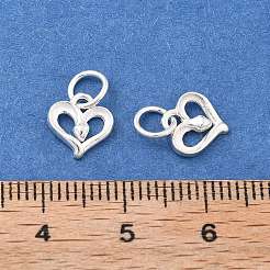 925スターリングシルバーハートチャーム  丸カンとスタンプ925個付き  銀  8.5x8.5x2mm  穴：2mm&nbsp;STER-D302-03S