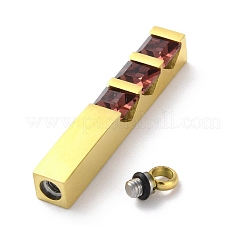 304ステンレスペンダント  キュービックジルコニア付き  ゴールドカラー  スティック  パープル  42.5x6x6mm  穴：3mm&nbsp;STAS-S152-03C