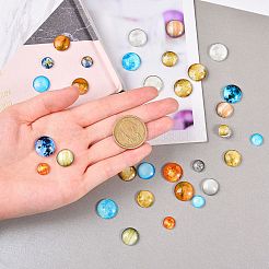 明るいガラスのカボション  惑星模様  半円  ミックスカラー  80個/箱&nbsp;GLAA-SZ0001-13