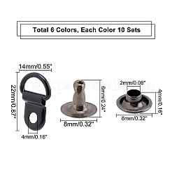 60sets 6 Colors Brass Boot Lace Hooks&nbsp;FIND-PH0002-17