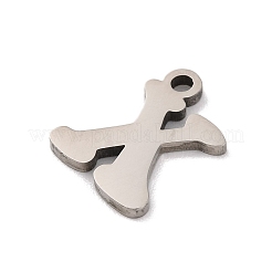 変色しない201ステンレススチールチャーム  レーザー切断  レターチャーム  文字x  10.5x9x1mm  穴：1.2mm&nbsp;STAS-U016-01P-X